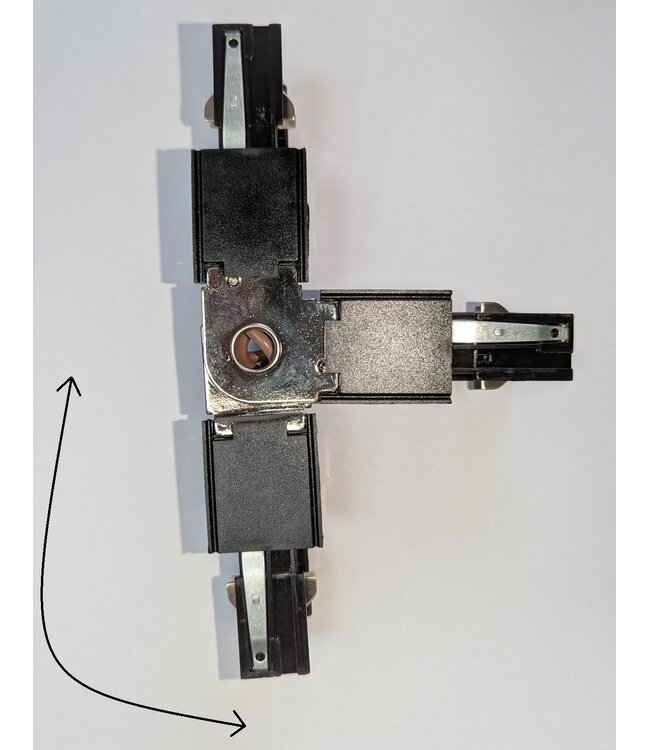 Universele 3 Fase Rail 4 Wire T-Verbinding - LINKS - BINNENLIJN en BUITENLIJN - Zwart