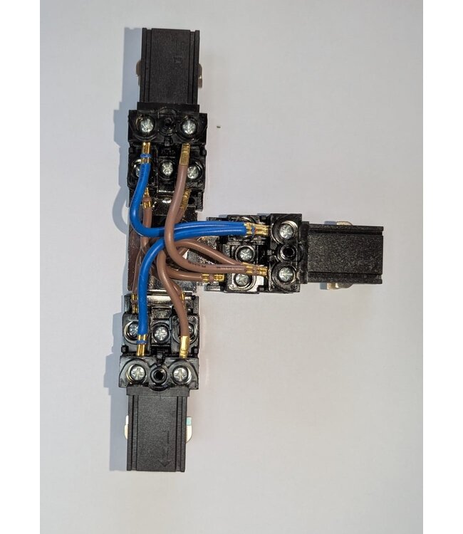 Universele 3 Fase Rail 4 Wire T-Verbinding - LINKS - BINNENLIJN en BUITENLIJN - Zwart