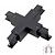 3 Fase Rail 4 Wire X-Koppelstuk - Zwart