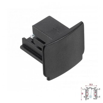 3 Fase Rail 4 Wire Eindstuk - Zwart