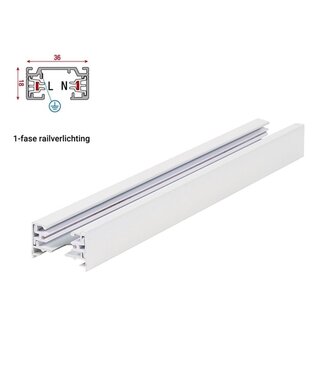 1 Fase Rail 2 wire Wit - Tot 2 Meter leverbaar