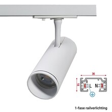 1-Phasen-Rail Spot mit GU10 Tube-Fassung, weißes Gehäuse