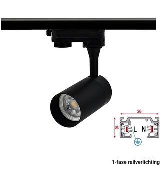 1 Phasen-Rail Spot mit GU10-Fassung Kurzer Einbau, Gehäuse in schwarzer Farbe