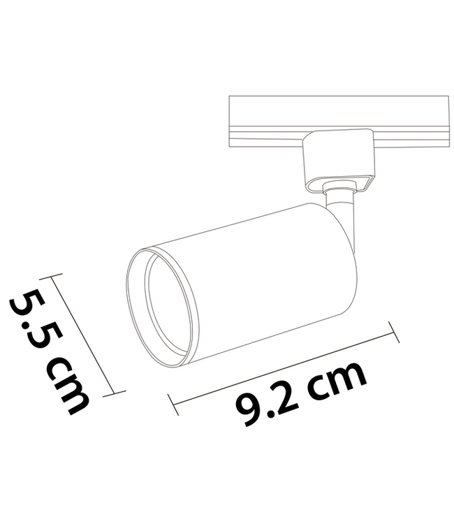 1 Fase Rail Spot Luxe Kort | GU10 Fitting | Zwartkleurige behuizing