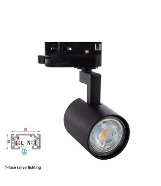 1-Phasen-Schienenstrahler Compact | GU10-Fassung | Schwarzes Gehäuse