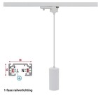 1-Phasen-Schienen-Hängelampe Weiß, Kabellänge 150 cm, mit GU10-Fassung