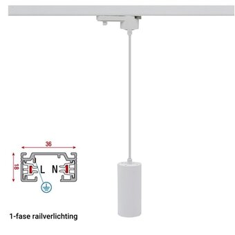 1-Phasen-Schienen-Hängelampe Weiß, Kabellänge 150 cm, mit GU10-Fassung