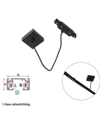 1-Phasen-Schiene 2-adrig Mittenanschluss – inkl. Abdeckplatte quadratisch schwarz