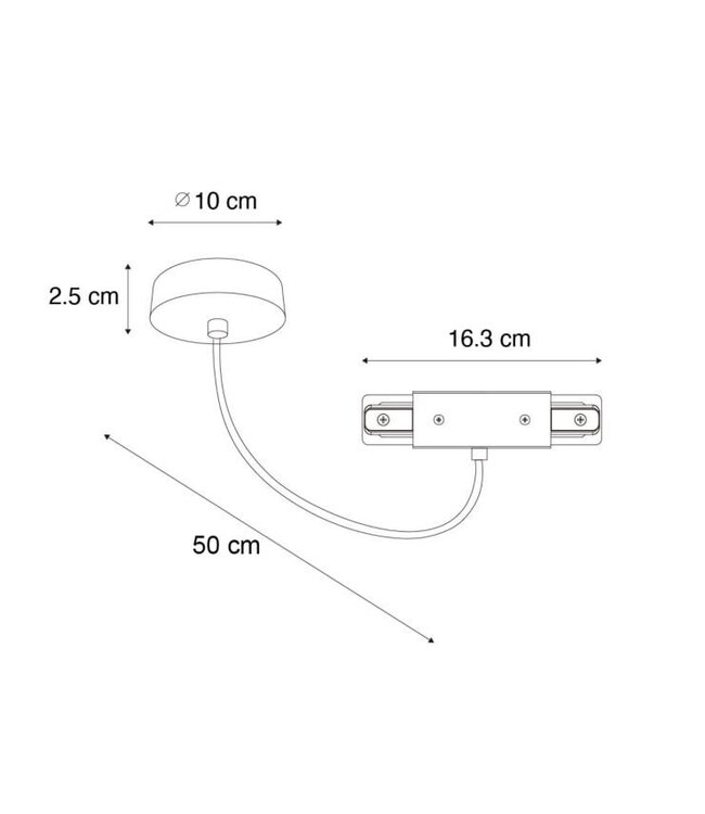 1 Fase Rail 2 wire Middenaansluiting - Incl. Afdekplaat Rond Wit