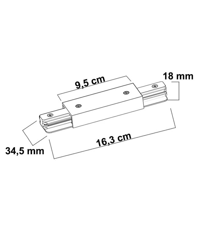 1-Phasen-Schiene, 2-adrig, mittiger Anschluss, schwarz