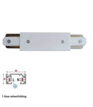 1-Phasen-Schiene 2-adrig Mittiger Anschluss – Weiß