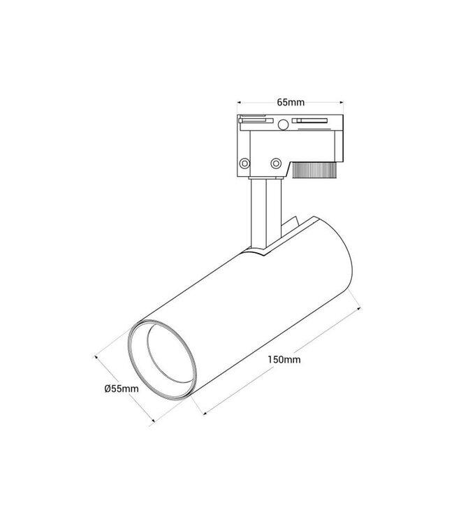 1 Fase Rail Spot 10w, 820 Lumen, CCT-Switch (3000K/4000K/6000K), CRI90, Incl. UGR Filter, Zwartkleurige behuizing, 3 Jaar Garantie