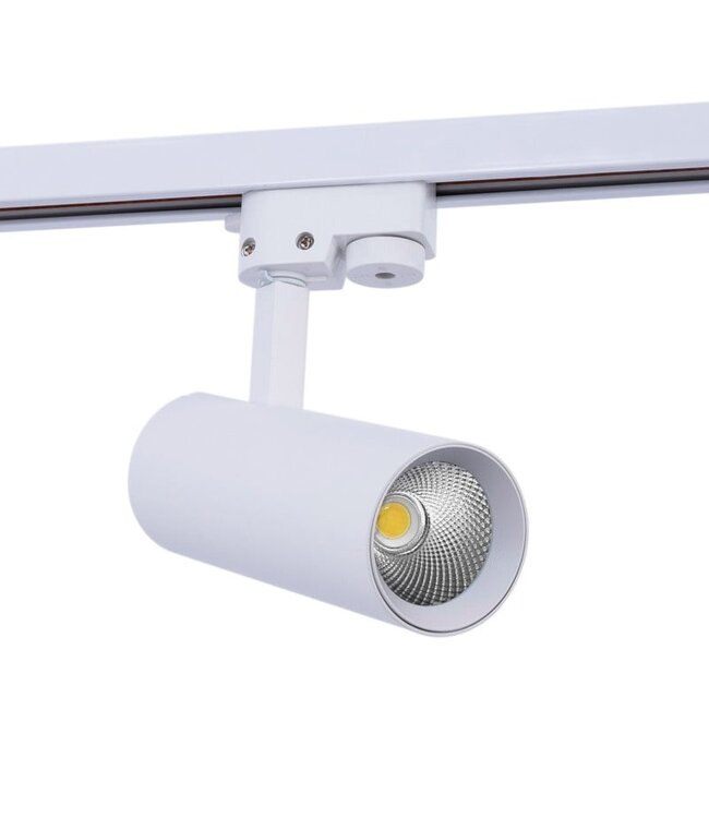 1 Fase Rail Spot 10w, 820 Lumen, CCT-Switch (3000K/4000K/6000K), CRI90, Incl. UGR Filter, Witkleurige behuizing, 3 Jaar Garantie