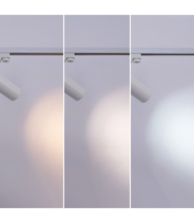 1-Phasen-Schienenstrahler 10 W, 820 Lumen, CCT-Schalter (3000 K/4000 K/6000 K), CRI90, inkl. UGR-Filter, weißes Gehäuse, 3 Jahre Garantie
