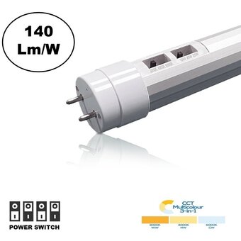 Led Buis 120cm, Wattage Switch 12/16/20w, CCT Switch  3000K/4000K/6000K, 1680-2800 Lumen (140Lm/w), 3 Jaar Garantie
