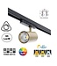 3-Phasen-LED-Schienenstrahler ROS, TRIAC-dimmbar,  Wattageschalter: 10/20/30 W,  CCT-Schalter, 950 bis 2850 Lumen, CRI>90, goldenes Gehäuse , 3 Jahre Garantie