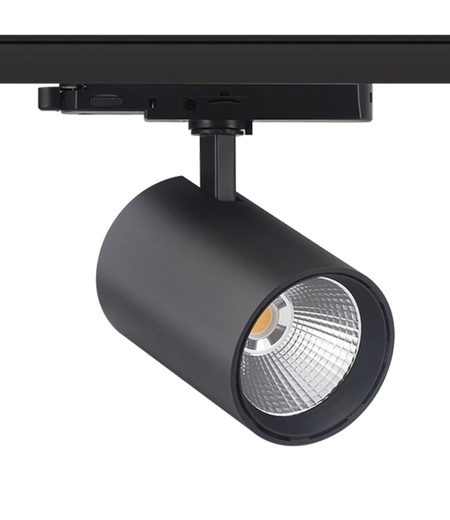 3-Phasen-LED-Schienenstrahler ROS, TRIAC-dimmbar,  Wattageschalter: 10/20/30 W,  CCT-Schalter, 950 bis 2850 Lumen, CRI>90, schwarzes Gehäuse , 3 Jahre Garantie