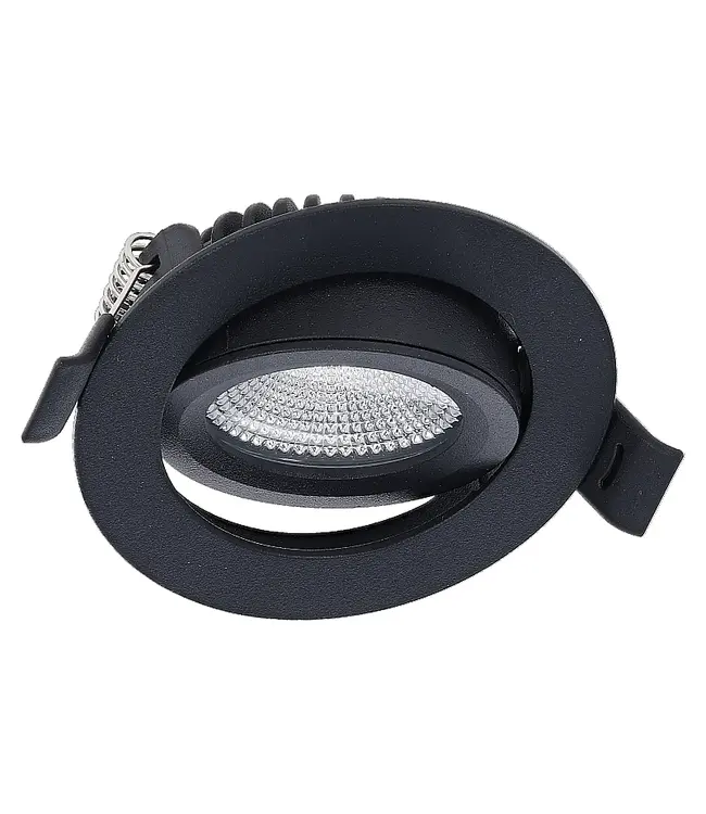 Inbouw LED Spot 6w Flat, 400 Lumen, CCT Switch (2700K/3000K/4000K), Kantelbaar, IP65, Dimbaar, CRI90, Zwart Armatuur, Gatmaat 68-72mm, 2 Jaar Garantie