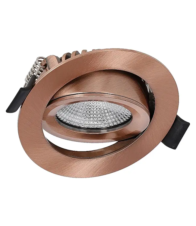 Einbau-LED-Spot 6 W Flat, 400 Lumen, CCT-Schalter (2700 K/3000 K/4000 K), schwenkbar, IP65, dimmbar, CRI90, Kupferarmatur, Lochgröße 68–72 mm, 2 Jahre Garantie