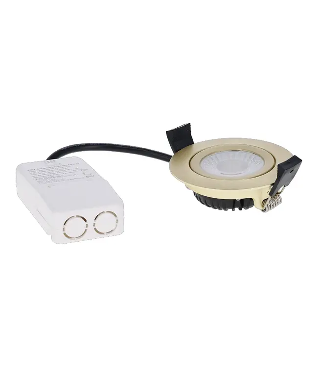 Einbau-LED-Spot 5/7 W Luxus, 475/665 Lumen, CCT + DimToWarm-Schalter (2300 K/3000 K/4000 K + Dim To Warm), schwenkbar, IP65, dimmbar, Messingarmatur, Lochgröße 70 mm, 3 Jahre Garantie