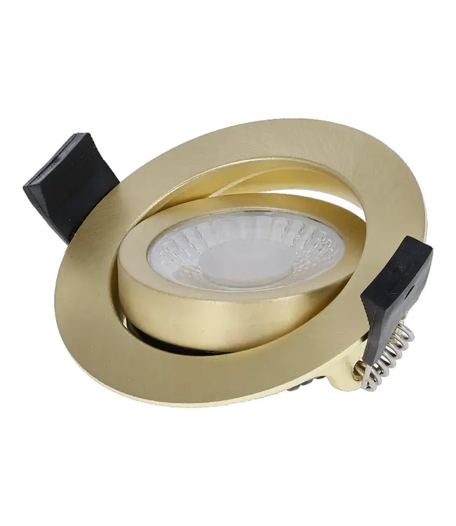 Inbouw LED Spot 5/7w Luxe, 475/665 Lumen, CCT + DimToWarm Switch (2300K/3000K/4000K + Dim To Warm), Kantelbaar, IP65, Dimbaar, Messing Armatuur, Gatmaat 70mm, 3 Jaar Garantie