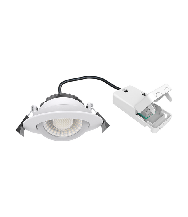 Einbau-LED-Spot 5/7 W Luxus, 475/665 Lumen, CCT + DimToWarm-Schalter (2300 K/3000 K/4000 K + Dim To Warm), schwenkbar, IP65, dimmbar, weiße Leuchte, Lochgröße 70 mm, 3 Jahre Garantie