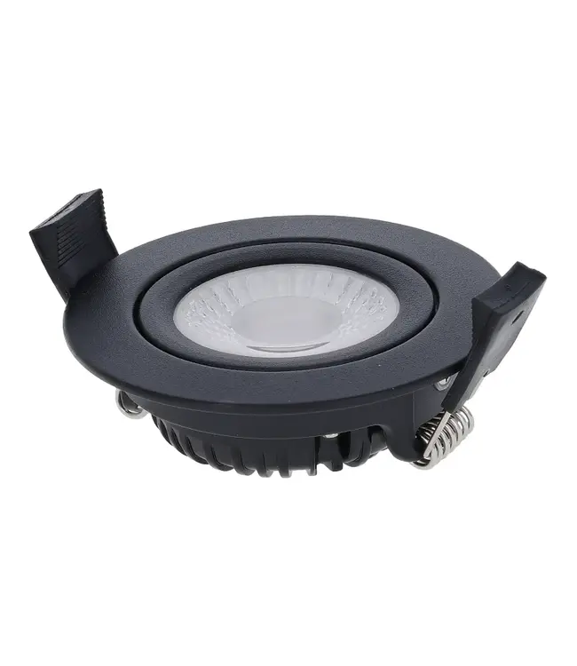Einbau-LED-Spot 5/7 W Luxus, 475/665 Lumen, CCT + DimToWarm-Schalter (2300 K/3000 K/4000 K + Dim To Warm), schwenkbar, IP65, dimmbar, schwarze Leuchte, Lochgröße 70 mm, 3 Jahre Garantie
