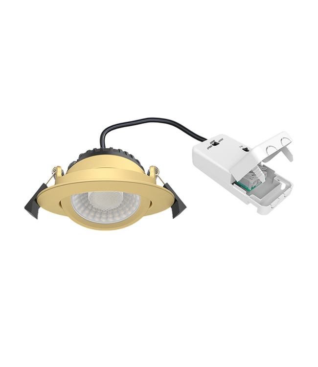 Einbau-LED-Spot 5/7 W Luxus, 475/665 Lumen, CCT (2700 K/3000 K/4000 K), schwenkbar, IP65, dimmbar, Messingarmatur, Lochgröße 70 mm, 3 Jahre Garantie