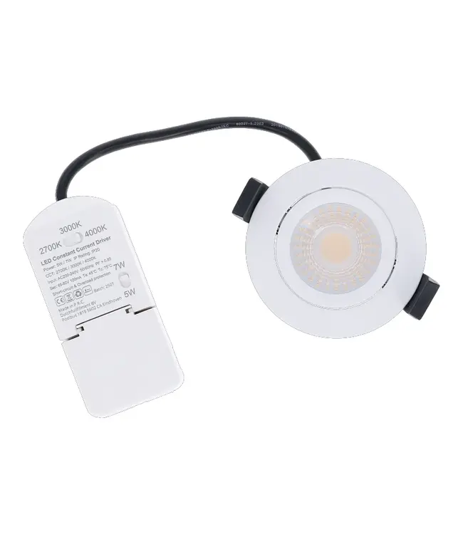 Einbau-LED-Spot 5/7 W Luxus, 475/665 Lumen, CCT (2700 K/3000 K/4000 K), schwenkbar, IP65, dimmbar, weiße Leuchte, Lochgröße 70 mm, 3 Jahre Garantie