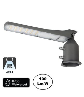 LED-Straßenleuchte Flam 30 W, 3000 Lumen, 4000 K Neutralweiß, IP65, Pfosten-/Wandbefestigung, graues Gehäuse, 2 Jahre Garantie