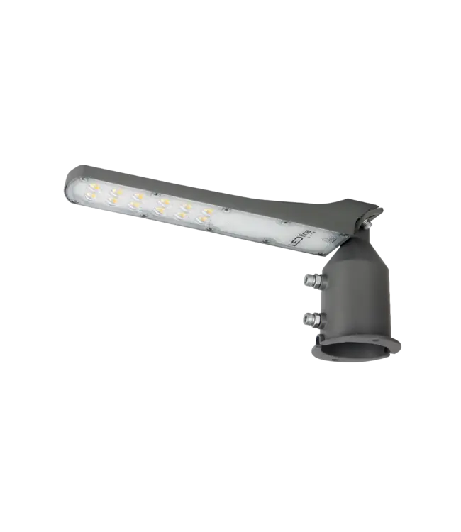 LED Straatlamp Flam 30w, 3000 Lumen, 4000K Neutraal Wit, IP65, Paal/Muurbevestiging, Grijze behuizing, 2 Jaar Garantie
