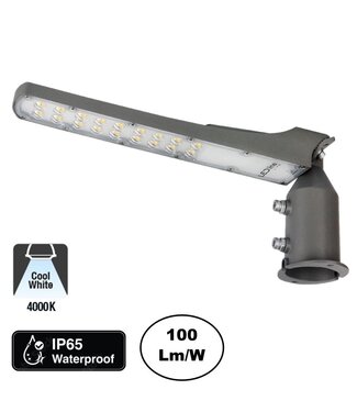 LED Straatlamp Flam 50w, 5000 Lumen, 4000K Neutraal Wit, IP65, Paal/Muurbevestiging, Grijze behuizing, 2 Jaar Garantie
