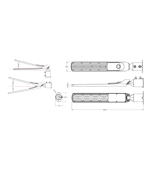 LED-Straßenleuchte Flam 100 W, 10.000 Lumen, 4000 K neutralweiß, IP65, Mast-/Wandbefestigung, graues Gehäuse, 2 Jahre Garantie