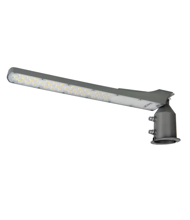 LED-Straßenleuchte Flam 100 W, mit Tageslichtsensor, 10.000 Lumen, 4.000 K, neutralweiß, IP65, Mast-/Wandmontage, graues Gehäuse, 2 Jahre Garantie