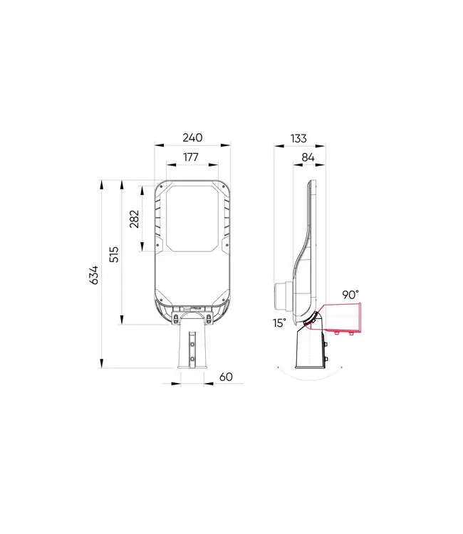 Prime LED-Straßenleuchte 150 W, 21.000 lm (140 lm/W), 4.000 K Tageslichtweiß, IP66, IK08, 3 Jahre Garantie