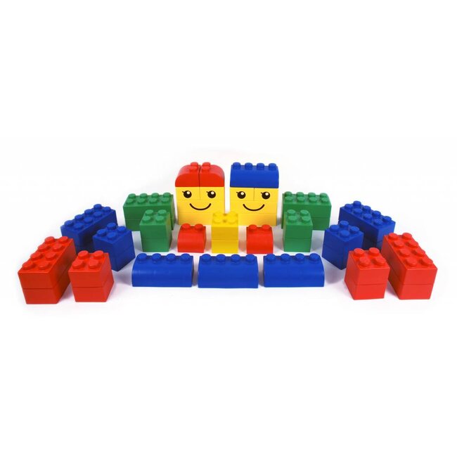 SoftBlocks kunststof bouwblokken type Lego van uniek rubberachtig materiaal - 42 stuks