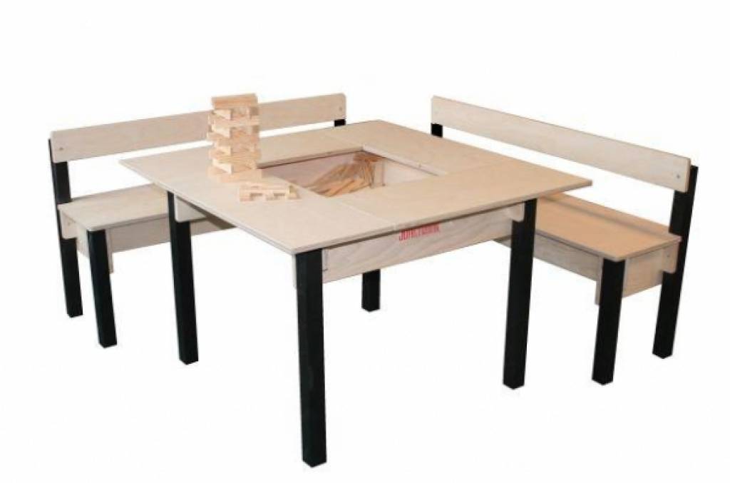 Wooden Lego Table with storage and belonging benches - KinderSpell ®