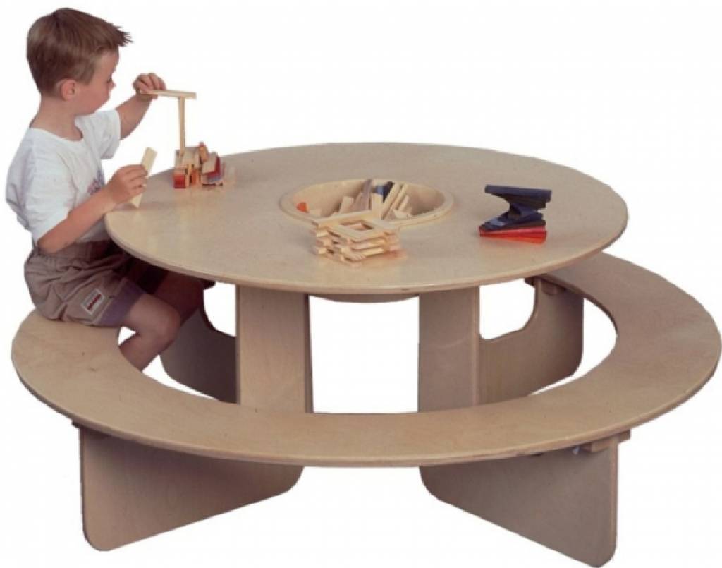 Andrew Halliday koelkast Stoel Ronde kindertafel - Houten kindertafel rond model met opbergvak -  Kinderspel ®