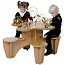 Kralenspiraal tafel met 4 geïntegreerde stoelen