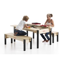 Milliard Kids Ensemble table et chaises de jeu 3 en 1 en bois avec paniers  de rangement, compatible avec les briques Lego et Duplo, table d'activité  Playset meubles avec des couleurs grises