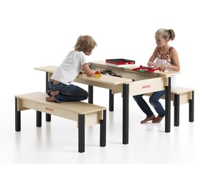 Wooden Lego Table with storage and belonging benches KinderSpell