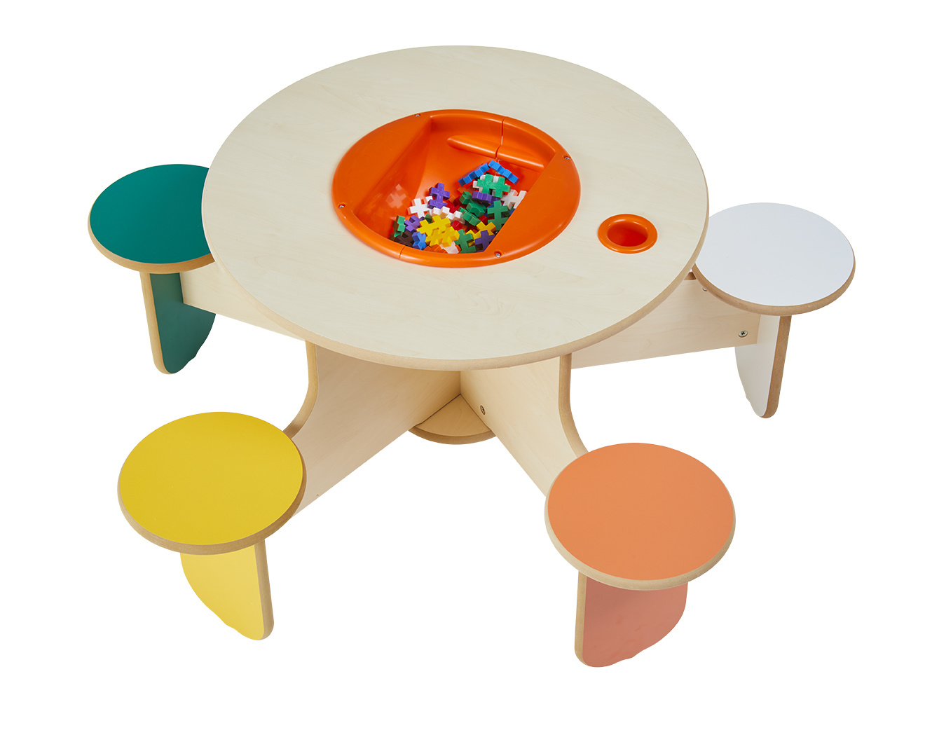 Round Play Table For Children With 5 Integrated Seats Kinderspell