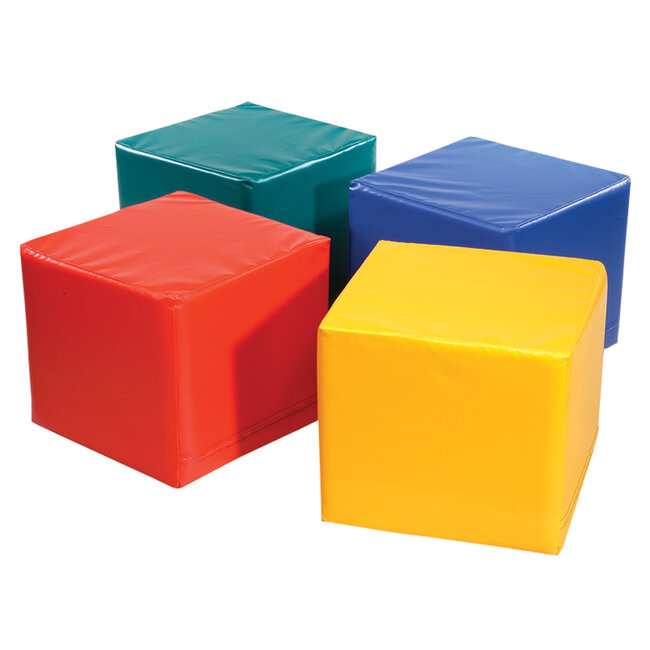 Kinderpoefjes voor speelhoek - Set van 4 foam hockers