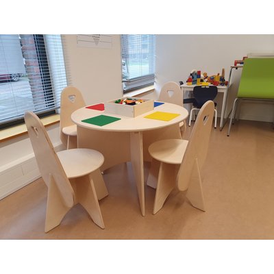 Table for lego with chairs and storage