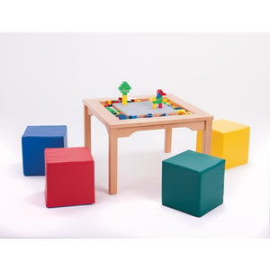 Round Lego Table with storage brick container and 4 chairs - KinderSpell ®