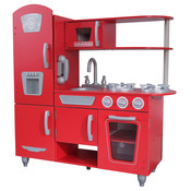 Cuisine en bois rouge vintage pour enfants