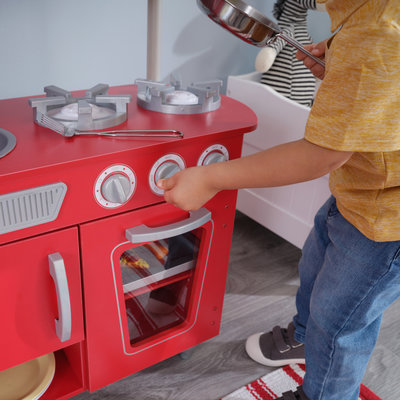 Cuisine en bois rouge vintage pour enfants