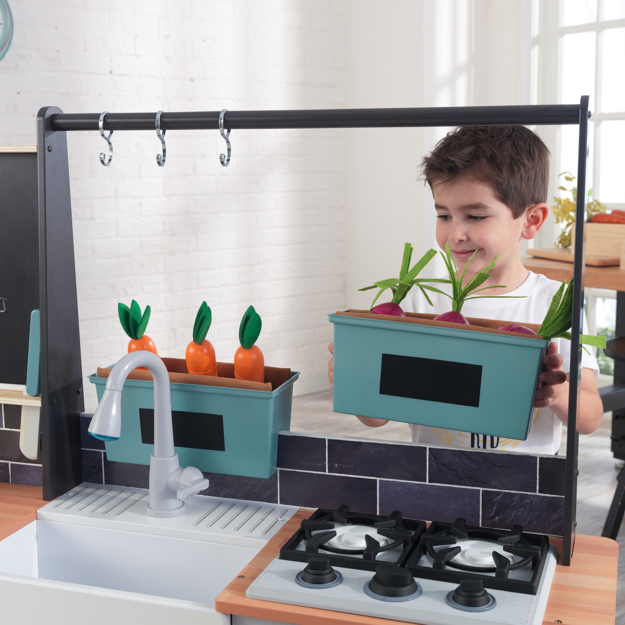 Cuisine en Bois Enfants avec Machine à Glaçons Sonore et Lumineuse