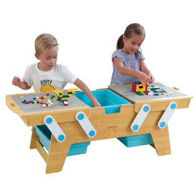 Bautisch für Lego mit 2 Grundbauplatten, 3  Aufbewahrungsboxen und 200 Bausteinen