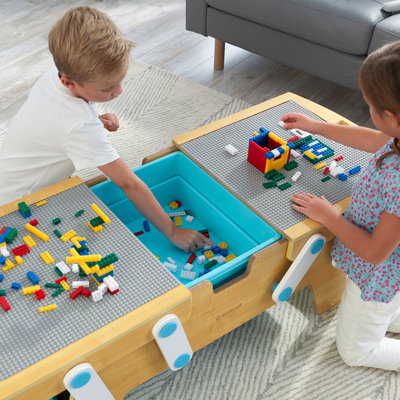 Bautisch für Lego mit 2 Grundbauplatten, 3  Aufbewahrungsboxen und 200 Bausteinen